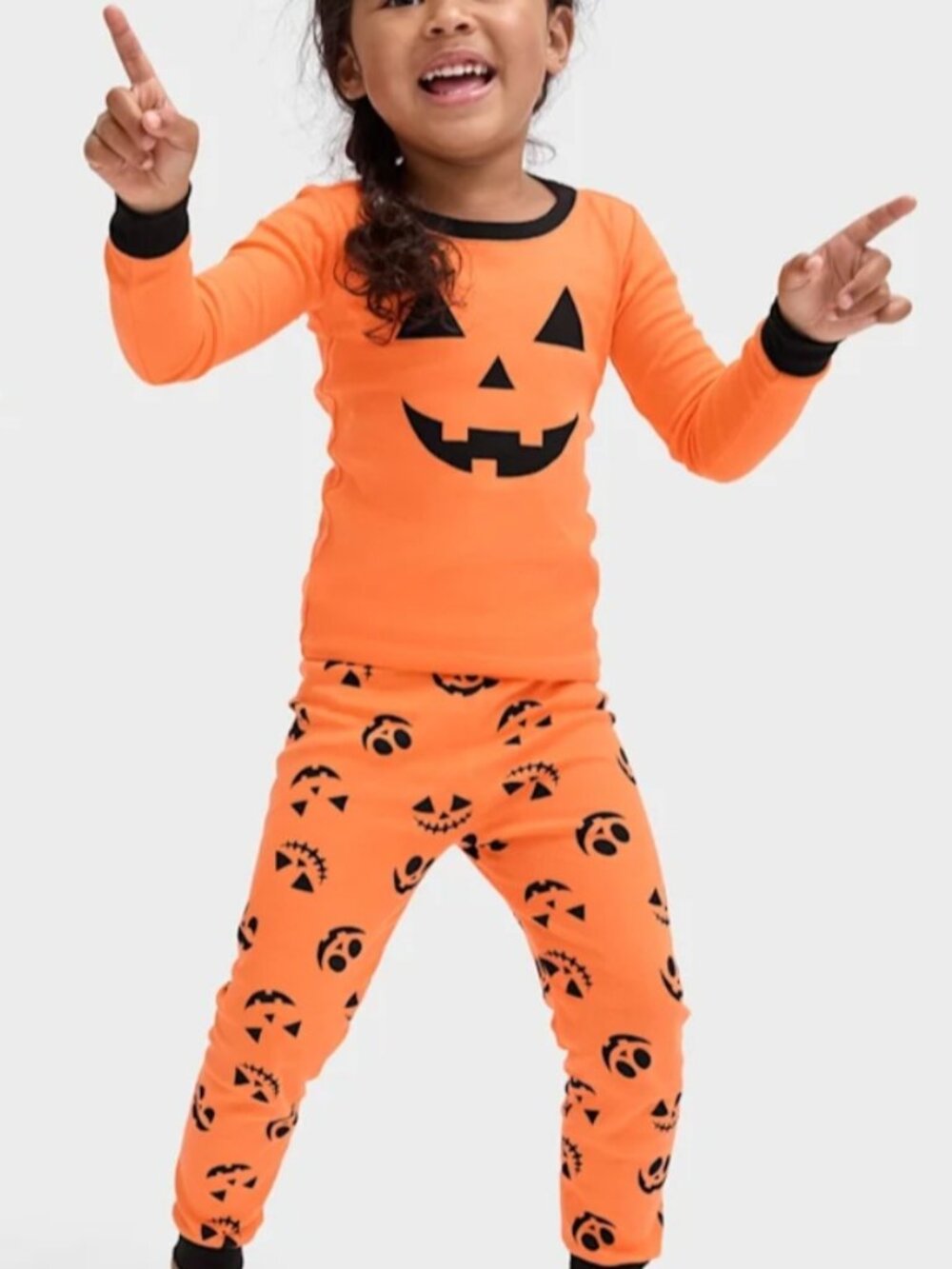 Toddler's Pumpkin Face Snug Fit 2 Cotton Pajamas by The Children's Place 2T NWT